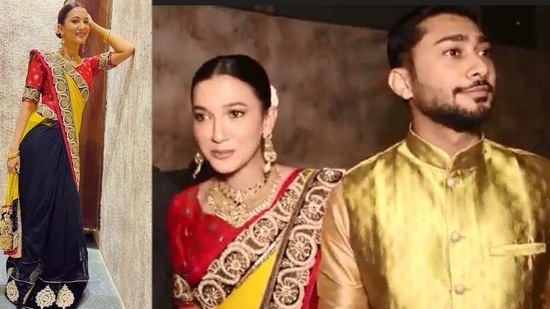 Gauahar Khan and Zaid Darbar attended a wedding in Mumbai. Gauahar Khan and Zaid Darbar attended a wedding in Mumbai.