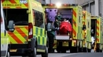 Medical workers transport a patient from an ambulance at the Royal London Hospital amidst the spread of the coronavirus disease pandemic, in London, Britain on January 10. (REUTERS) Medical workers transport a patient from an ambulance at the Royal London Hospital amidst the spread of the coronavirus disease pandemic, in London, Britain on January 10. (REUTERS)
