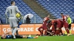Roma's Gianluca Mancini is celebrated by teammates after he scored his side's second goal during a Serie A soccer match between Roma and Inter Milan at Rome's Olympic stadium,(AP) Roma's Gianluca Mancini is celebrated by teammates after he scored his side's second goal during a Serie A soccer match between Roma and Inter Milan at Rome's Olympic stadium,(AP)
