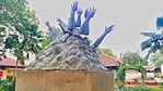 The removed structure, a sculpture, was erected in memory of civilians killed in the Mullivaikkal incident that happened in the last phase of the civil war that ended in 2009,(Image via Twitter) The removed structure, a sculpture, was erected in memory of civilians killed in the Mullivaikkal incident that happened in the last phase of the civil war that ended in 2009,(Image via Twitter)