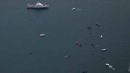 Ships are pictured during a search for the Sriwijaya Air SJ-182, which crashed to the sea, in Jakarta, (REUTERS)