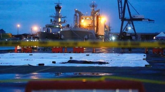 A bag, believed to be contain remains from the Sriwijaya Air plane flight SJ182 is seen at Jakarta International Container Terminal port in Jakarta on January 10. In 2007, the European Union banned all Indonesian airlines following a series of crashes and reports of deteriorating oversight and maintenance since deregulation in the late 1990s. The restrictions were fully lifted in 2018.(Ajeng Dinar Ulfiana / REUTERS)