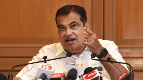 Union Minister for Road Transport &amp; Highways and Micro, Small and Medium Enterprises Nitin Gadkari seen interacting with the media in this file photo (PTI Photo)(PTI)