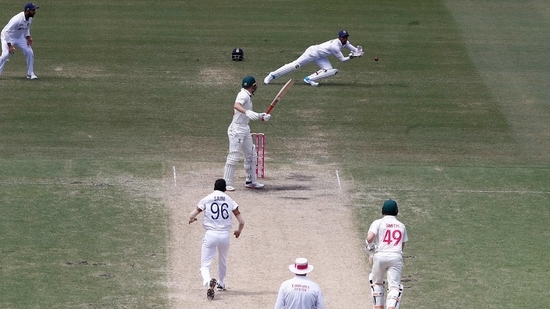 Wriddhiman Saha takes a stunning catch to dismiss Marnus Labuschagne (ICC/Twitter) Wriddhiman Saha takes a stunning catch to dismiss Marnus Labuschagne (ICC/Twitter)