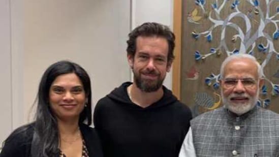 Vijaya Gadde joined Jack Dorsey when he met Indian Prime Minister Narendra Modi in November 2018(Twitter)