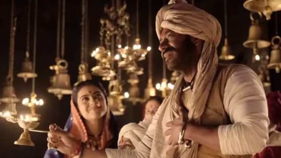 Kajol and Ajay Devgn in a still from Tanhaji: The Unsung Warrior. 