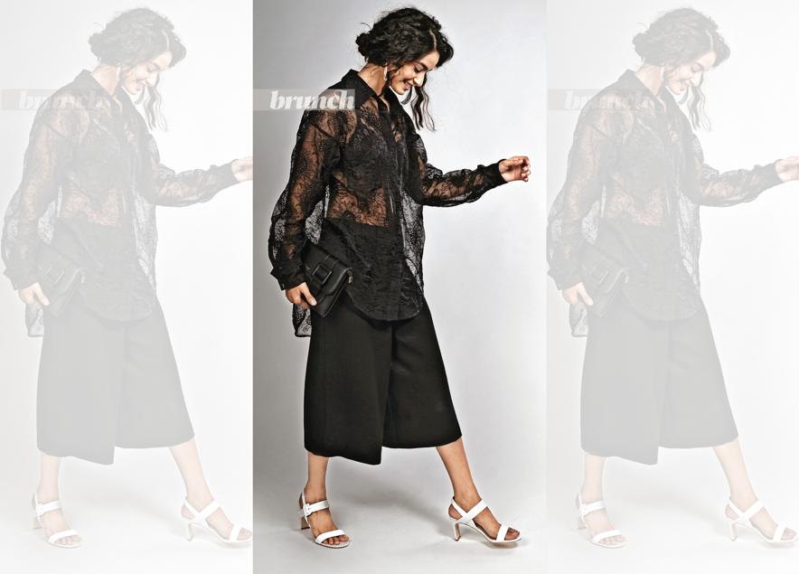 A see-through blouse with the right inner-wear can make a statement by itself; Shirt and trousers, Sandra Mansour X H&M; bag, Mio Borsa; shoes, Charles & Keith; jewellery, FORet(Tushar Bhardwaj) A see-through blouse with the right inner-wear can make a statement by itself; Shirt and trousers, Sandra Mansour X H&M; bag, Mio Borsa; shoes, Charles & Keith; jewellery, FORet(Tushar Bhardwaj)