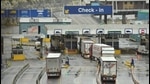 Lorries prepare to embark on a ferry at the Port of Dover, southeast England, on January 4 following Britain's departure from the European Union. (AFP file) Lorries prepare to embark on a ferry at the Port of Dover, southeast England, on January 4 following Britain's departure from the European Union. (AFP file)