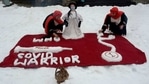 The snow art has models of a lady doctor, a syringe loaded with Covid vaccine, a stethoscope and the acronym of World Health Organisation (WHO).(Twitter) The snow art has models of a lady doctor, a syringe loaded with Covid vaccine, a stethoscope and the acronym of World Health Organisation (WHO).(Twitter)