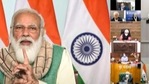 Prime Minister Narendra Modi during an interaction with chief ministers of all states to discuss the Covid-19 situation and the vaccination roll-out in the country. (PTI Photo ) Prime Minister Narendra Modi during an interaction with chief ministers of all states to discuss the Covid-19 situation and the vaccination roll-out in the country. (PTI Photo )