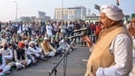 Tikait said farmers are aware that the three new agri laws have been brought by the Centre "to benefit big corporates" and are "against peasants".(PTI) Tikait said farmers are aware that the three new agri laws have been brought by the Centre "to benefit big corporates" and are "against peasants".(PTI)