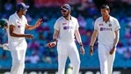 Indian bowlers Ravichandran Ashwin, left, Jasprit Bumrah and Navdeep Saini, right, talk during play on day three of the third cricket test between India and Australia at the Sydney Cricket Ground, Sydney, Australia, Saturday, Jan. 9, 2021. (AP) Indian bowlers Ravichandran Ashwin, left, Jasprit Bumrah and Navdeep Saini, right, talk during play on day three of the third cricket test between India and Australia at the Sydney Cricket Ground, Sydney, Australia, Saturday, Jan. 9, 2021. (AP)