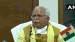 Haryana chief minister Manohar Lal Khattar addresing the media on Sunday.(ANI Photo) Haryana chief minister Manohar Lal Khattar addresing the media on Sunday.(ANI Photo)