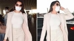 Nora Fatehi at the airport(Instagram/ manekaharisinghani) Nora Fatehi at the airport(Instagram/ manekaharisinghani)