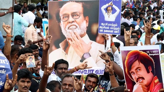 Fans and Supporters of actor Rajinikanth stage a demonstration demanding him to join politics, in Chennai on Sunday. (ANI Photo) Fans and Supporters of actor Rajinikanth stage a demonstration demanding him to join politics, in Chennai on Sunday. (ANI Photo)