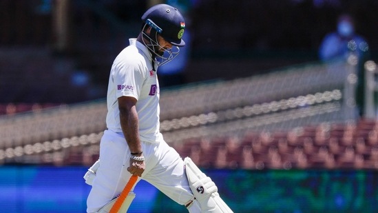 India's Rishabh Pant reacts as he leaves the field after he was dismissed on 97 during play on the final day of the third cricket test between India and Australia at the Sydney Cricket Ground, Sydney, Australia, Monday, Jan. 11, 2021. (AP)