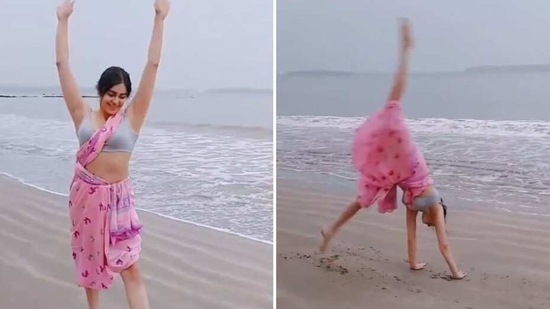 Adah Sharma does cartwheels in saree(Instagram/adah_ki_adah)