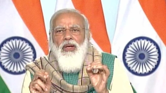 Prime Minister Narendra Modi speaking after holding a meeting with states on Covid-19 vaccination drive.(ANI Photo)