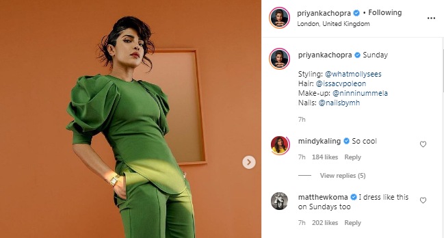 Mindy Kaling’s comment on Priyanka’s picture (instagram/priyankachopra)
