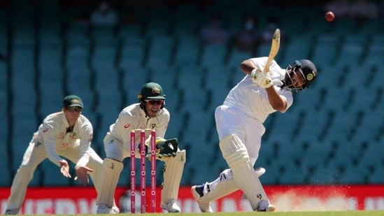 India's Rishabh Pant hits a ball for the boundary on the 5th day of the third test match between Australia and India, at Sydney Cricket Ground on Monday. (Photo Courtesy