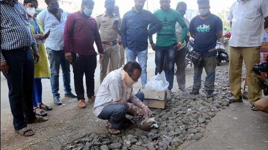Two Indian pond heron birds found dead at Gauripada in Kalyan (West) on Tuesday afternoon. (Rishikesh Choudhary/ HT) Two Indian pond heron birds found dead at Gauripada in Kalyan (West) on Tuesday afternoon. (Rishikesh Choudhary/ HT)