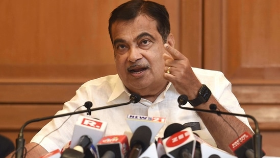Union Minister for Road Transport &amp; Highways and Micro, Small and Medium Enterprises Nitin Gadkari seen interacting with the media in this file photo (PTI Photo)(PTI)