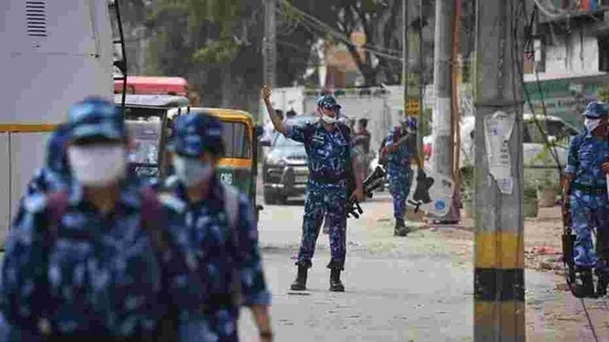RAF personnel seen on patrol at Shiv Vihar after six months since the North East Delhi riots in New Delhi.(Sanchit Khanna/HT PHOTO) RAF personnel seen on patrol at Shiv Vihar after six months since the North East Delhi riots in New Delhi.(Sanchit Khanna/HT PHOTO)