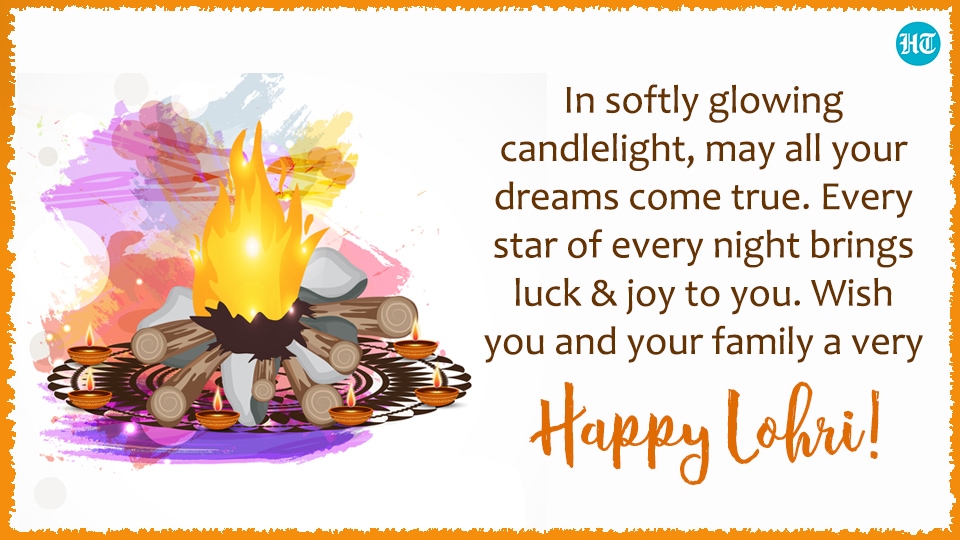 In softly glowing candlelight, may all your dreams come true. Every star of every night brings luck &amp; joy to you. Wish you and your family a very Happy Lohri.