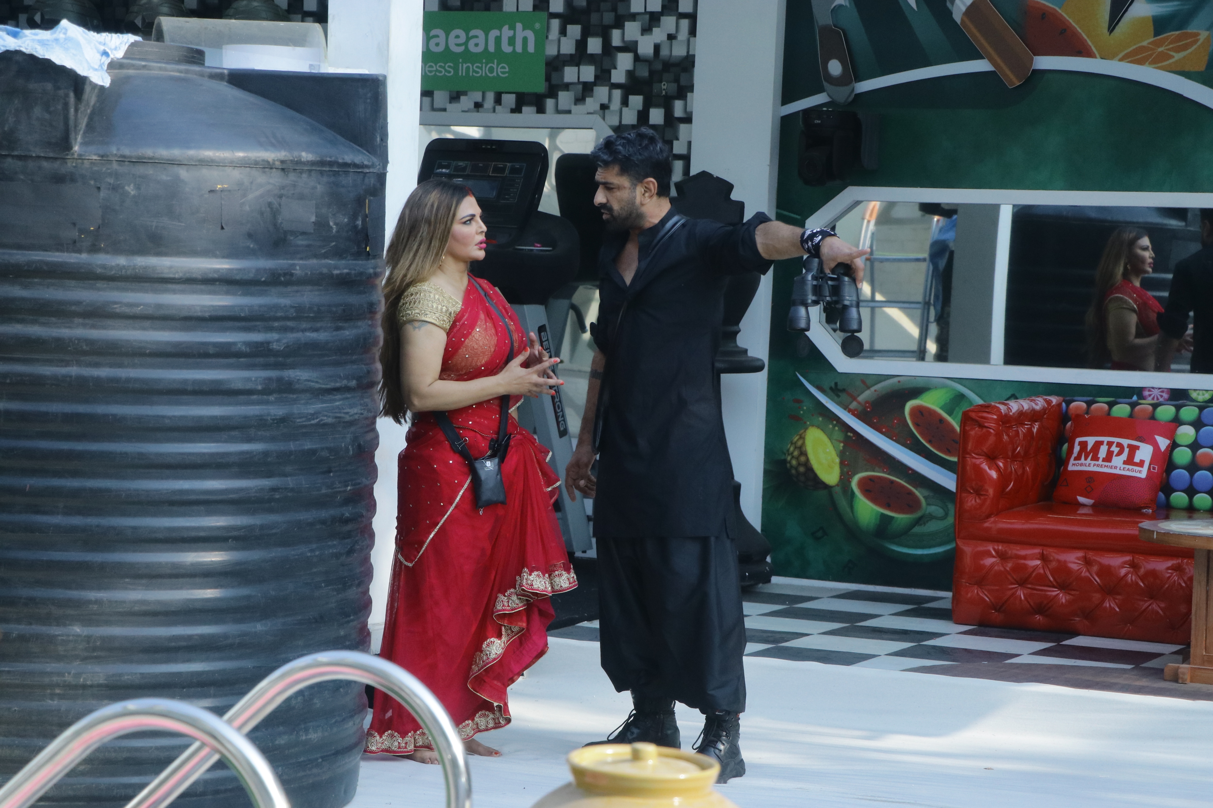Rakhi and Eijaz Khan in a still from Bigg Boss 14. (Colors)