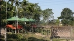 The resort that is under construction in Haldhibari animal corridor near Kaziranga National Park and Tiger Reserve in Assam. (HT Photo) The resort that is under construction in Haldhibari animal corridor near Kaziranga National Park and Tiger Reserve in Assam. (HT Photo)