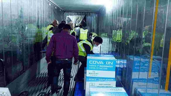 Although 5.5 million doses of Covaxin have been procured by the government, the company did not disclose how many had been shipped on Wednesday.(ANI Photo) Although 5.5 million doses of Covaxin have been procured by the government, the company did not disclose how many had been shipped on Wednesday.(ANI Photo)