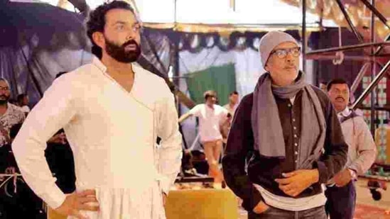 Prakash Jha and Bobby Deol on the set of Aashram.