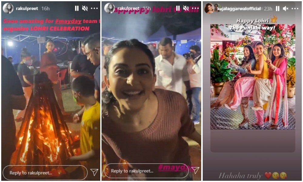 Rakul Preet Singh shared videos from May Day sets, while, Kajal Aggarwal shared a picture with friends on Lohri. Rakul Preet Singh shared videos from May Day sets, while, Kajal Aggarwal shared a picture with friends on Lohri.