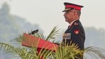 Chief of Army Staff Gen Manoj Mukund Naravane speaks during the 73rd Army Day Parade, at Parade Ground in New Delhi, Friday, Jan. 15, 2021.(PTI)