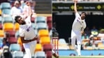 Photos of left-arm pacer T Natarajan (L) and all-rounder Washington Sundar (R) during first day of Brisbane Test(HT Collage) Photos of left-arm pacer T Natarajan (L) and all-rounder Washington Sundar (R) during first day of Brisbane Test(HT Collage)