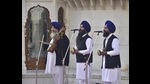 Dhadis or ballad singers performing during the daily Dhadi Darbar at Akal Takht in Golden Temple, Amritsar. (Sameer Sehgal/HT) Dhadis or ballad singers performing during the daily Dhadi Darbar at Akal Takht in Golden Temple, Amritsar. (Sameer Sehgal/HT)