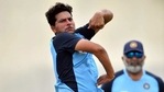 Kuldeep Yadav bowling in the nets. (Getty Images) Kuldeep Yadav bowling in the nets. (Getty Images)