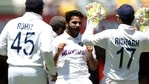 Shardul Thakur celebrates Marcus Harris' wicket with his teammates. (Getty Images) Shardul Thakur celebrates Marcus Harris' wicket with his teammates. (Getty Images)