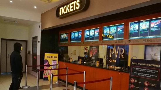 PVR said even post reopening, the combination of staggered state wide reopening, capacity restrictions and limited movie releases impacted the admit levels while costs continue to be incurred.( Harsimar Pal Singh/Hindustan Times) PVR said even post reopening, the combination of staggered state wide reopening, capacity restrictions and limited movie releases impacted the admit levels while costs continue to be incurred.( Harsimar Pal Singh/Hindustan Times)