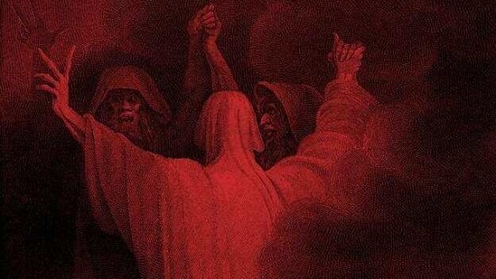 William Shakespeare 's play Macbeth - Act I Scene III: The Three Witches. Artist: Richard Westall; engraver: Stow.(Getty Images) William Shakespeare 's play Macbeth - Act I Scene III: The Three Witches. Artist: Richard Westall; engraver: Stow.(Getty Images)