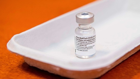 A vial of the Pfizer-BioNTech COVID-19, coronavirus vaccine is pictured ahead of starting inoculations at Mariebergsgarden care home in Nykoping, Sodermanland County, Sweden. (AFP) A vial of the Pfizer-BioNTech COVID-19, coronavirus vaccine is pictured ahead of starting inoculations at Mariebergsgarden care home in Nykoping, Sodermanland County, Sweden. (AFP)