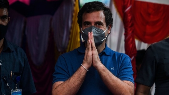 Congress leader Rahul Gandhi gestures as he attends the annual bull taming event "Jallikattu" in the village of Avaniyapuram, on the outskirts of Madurai on January 14, 2021. (AFP) Congress leader Rahul Gandhi gestures as he attends the annual bull taming event "Jallikattu" in the village of Avaniyapuram, on the outskirts of Madurai on January 14, 2021. (AFP)
