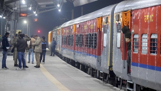 Prayagraj: Prayagraj-New Delhi special train, flagship model of North Central Railway (NCR), decked up before leaving towards Delhi, in Prayagraj, Thursday, Nov. 26, 2020. (PTI Photo)???(PTI26-11-2020_000146B)(PTI)