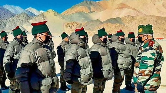 Chief of Defence Staff General Bipin Rawat (right) interacts with soldiers deployed in the forward areas of Ladakh on January 12. Chief of Defence Staff General Bipin Rawat (right) interacts with soldiers deployed in the forward areas of Ladakh on January 12.
