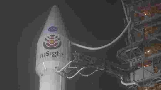 NASA's InSight spacecraft at Vandenberg Air Force Base in California in May 2018 (Bill Ingalls/NASA via AP))(AP)