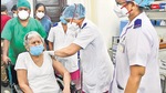 A medic administers a dose of Covishield vaccine to 87-year-old Dr. Asha Singhal at Nair Hospital. (Bhushan Koyande/HT) A medic administers a dose of Covishield vaccine to 87-year-old Dr. Asha Singhal at Nair Hospital. (Bhushan Koyande/HT)