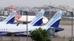 Aircrafts operated by IndiGo, a unit of InterGlobe Aviation Ltd parked at Terminal 3 of Indira Gandhi International Airport in New Delhi(Bloomberg) Aircrafts operated by IndiGo, a unit of InterGlobe Aviation Ltd parked at Terminal 3 of Indira Gandhi International Airport in New Delhi(Bloomberg)