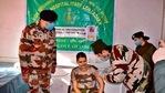 As many as 20 ITBP personnel were vaccinated Saturday( HT photo) As many as 20 ITBP personnel were vaccinated Saturday( HT photo)