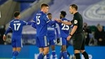 Leicester's Harvey Barnes greets referee Stuart Attwell after the English Premier League soccer match between Leicester City and Southampton at the King Power Stadium in Leicester, England, Saturday, Jan. 16, 2021. Leicester won the match 2-0. (Tim Keeton/Pool via AP)(AP) Leicester's Harvey Barnes greets referee Stuart Attwell after the English Premier League soccer match between Leicester City and Southampton at the King Power Stadium in Leicester, England, Saturday, Jan. 16, 2021. Leicester won the match 2-0. (Tim Keeton/Pool via AP)(AP)