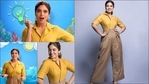 Bhumi Pednekar sets fashion inspo for chic office wear in yellow-beige jumpsuit( Instagram/bhumipednekar/tanghavri) Bhumi Pednekar sets fashion inspo for chic office wear in yellow-beige jumpsuit( Instagram/bhumipednekar/tanghavri)